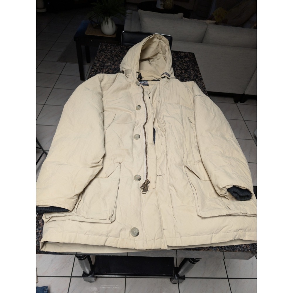 Woolrich Men's Nutmeg Brown Down Chore Jacket Large Canvas Workwear Parka L